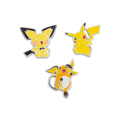 Pichu, Pikachu & Raichu Pokémon Pins (3-Pack)
